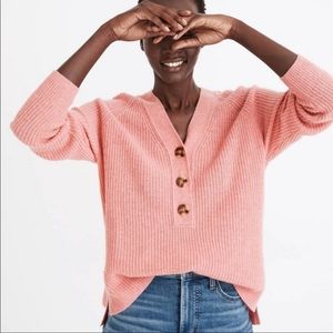 Madewell Lyle Henley Wool Sweater Pink Size Large